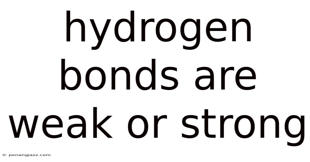 Hydrogen Bonds Are Weak Or Strong