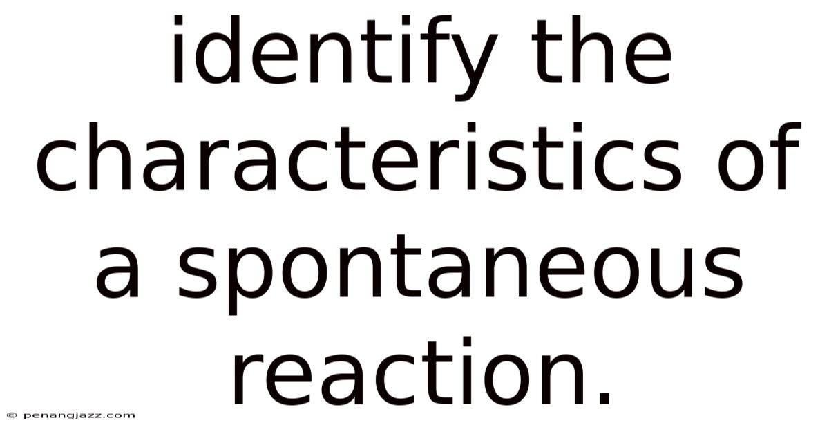 Identify The Characteristics Of A Spontaneous Reaction.