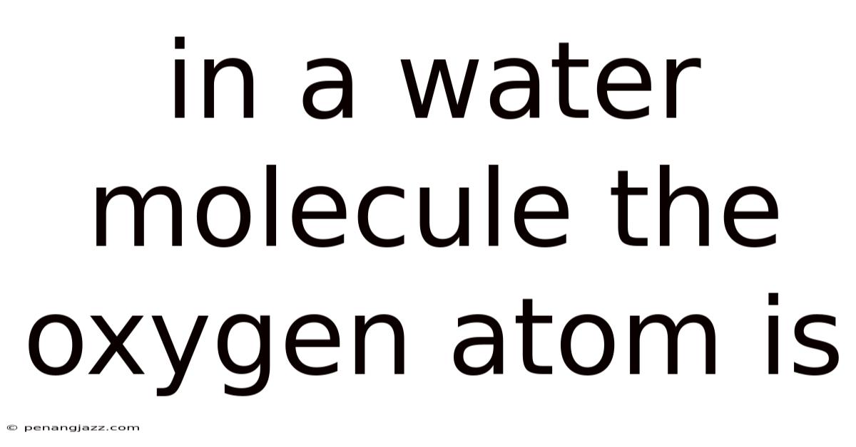 In A Water Molecule The Oxygen Atom Is