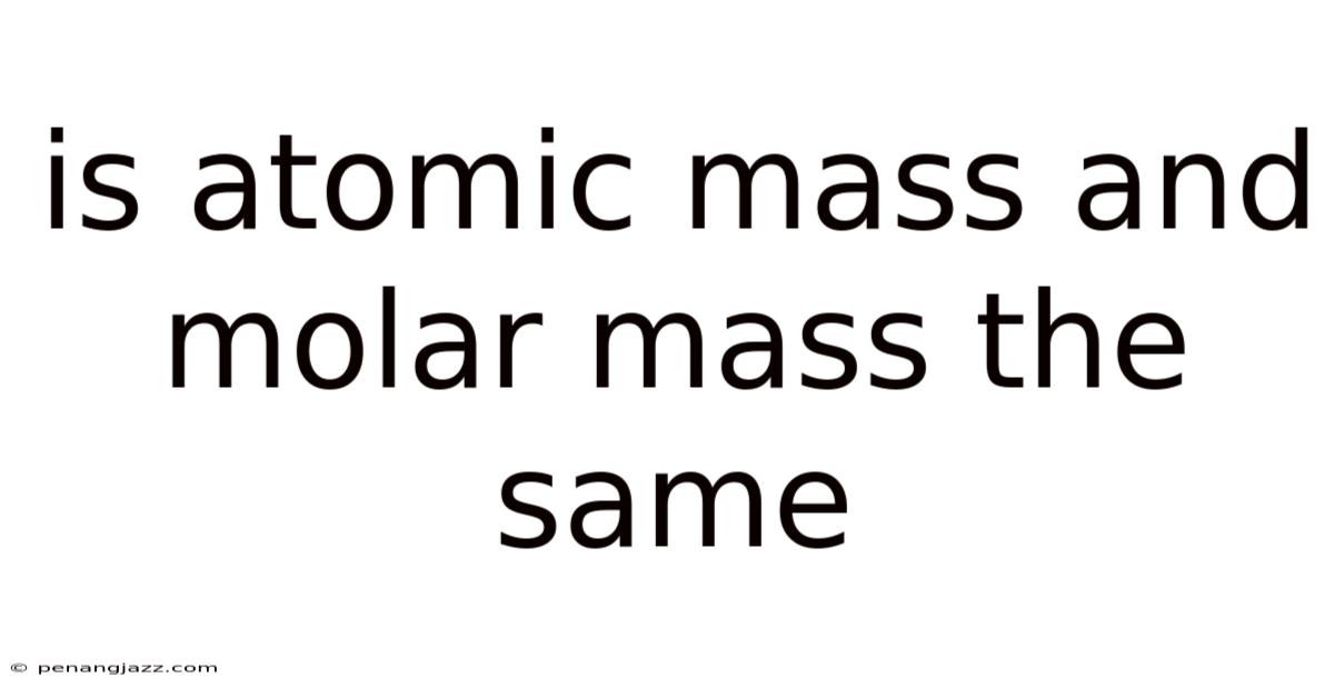 Is Atomic Mass And Molar Mass The Same