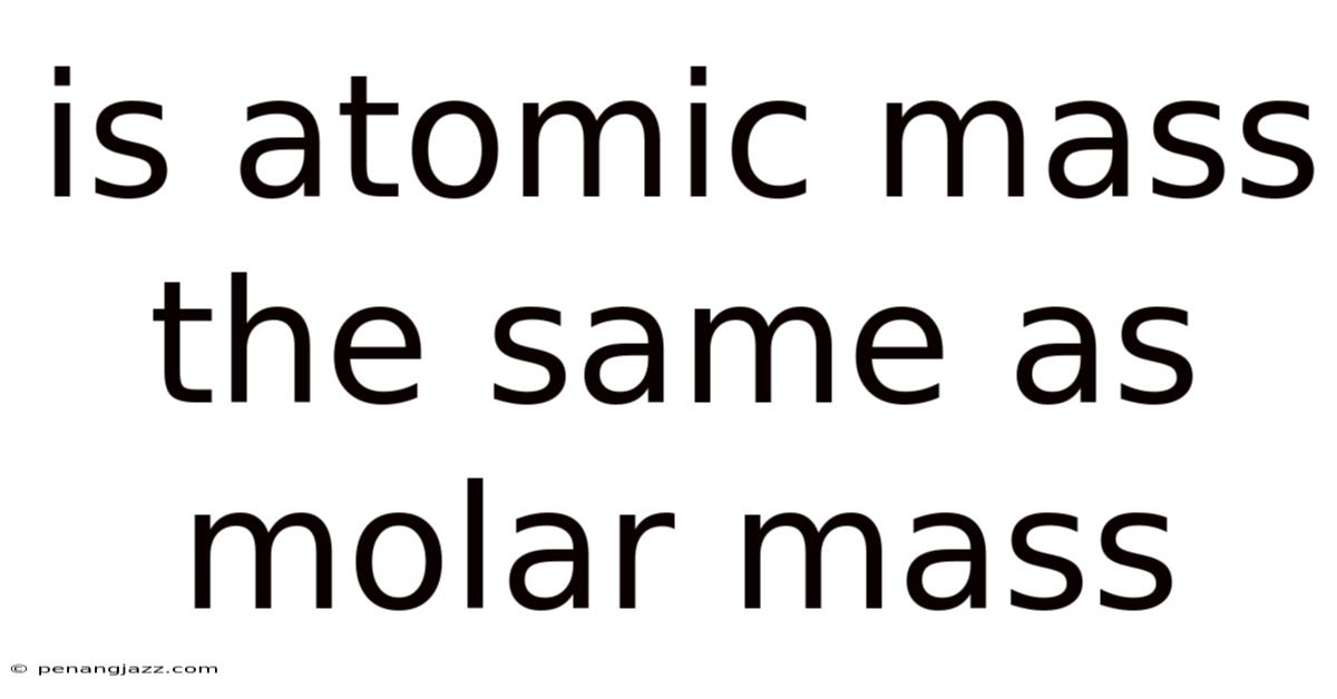 Is Atomic Mass The Same As Molar Mass