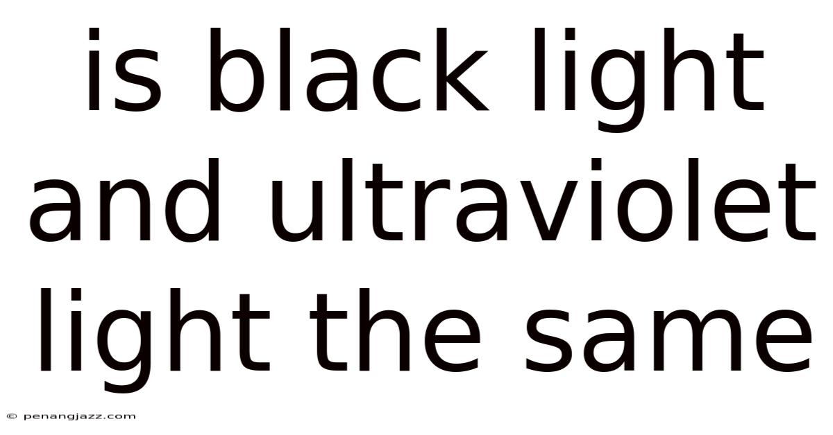 Is Black Light And Ultraviolet Light The Same