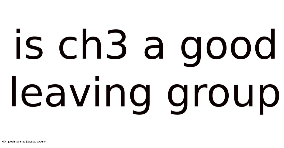 Is Ch3 A Good Leaving Group