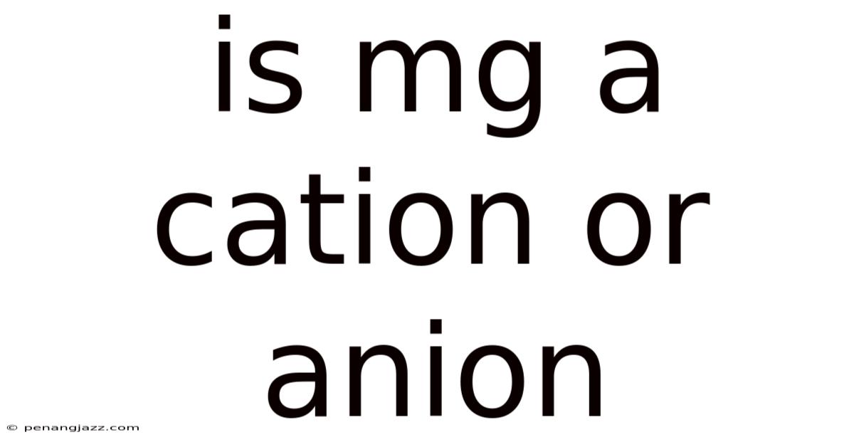 Is Mg A Cation Or Anion