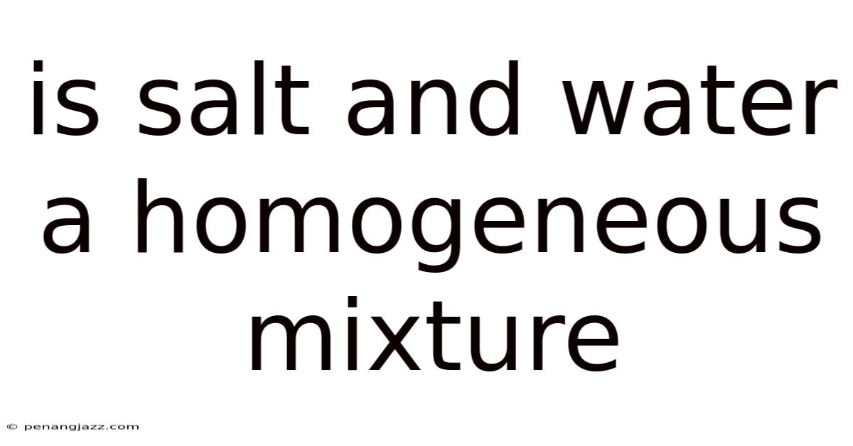 Is Salt And Water A Homogeneous Mixture
