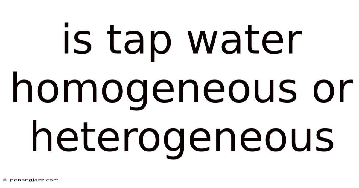 Is Tap Water Homogeneous Or Heterogeneous
