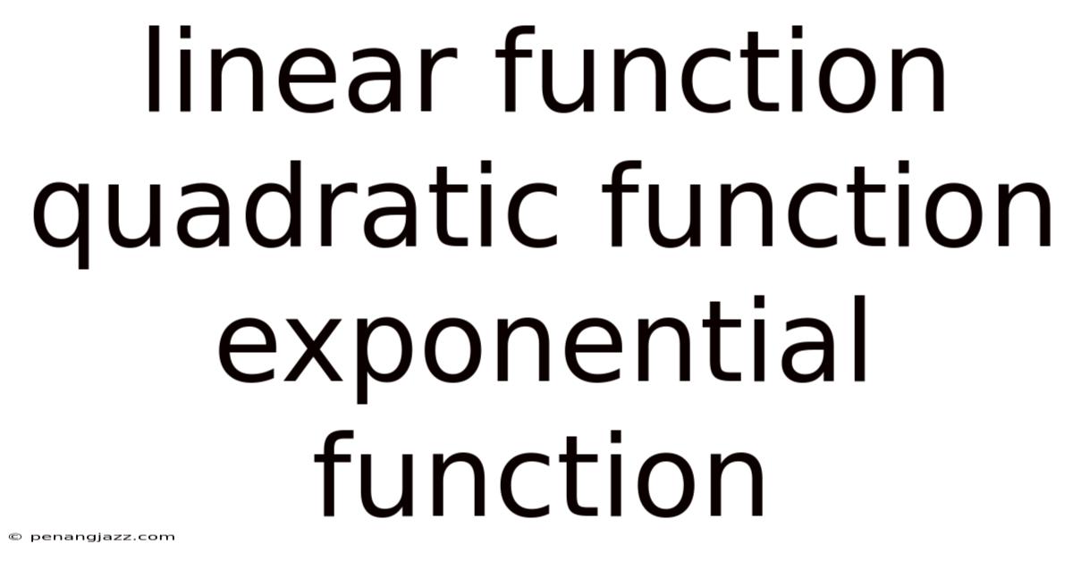 Linear Function Quadratic Function Exponential Function