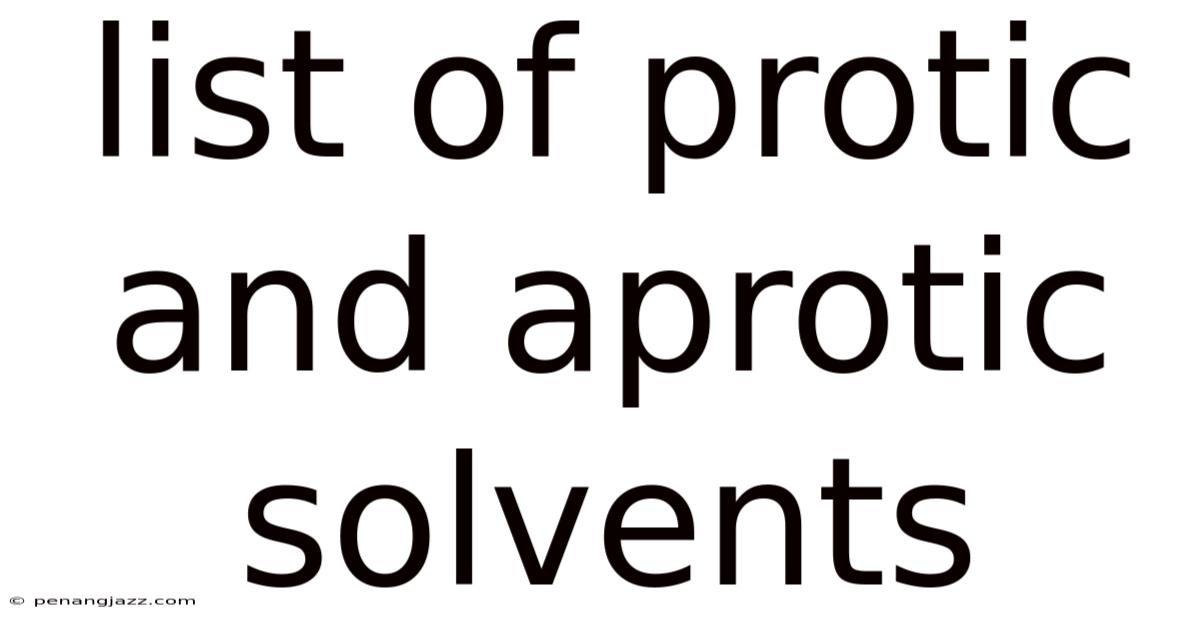 List Of Protic And Aprotic Solvents