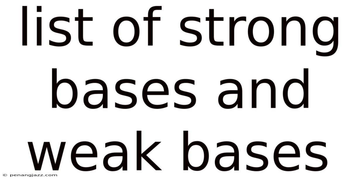 List Of Strong Bases And Weak Bases