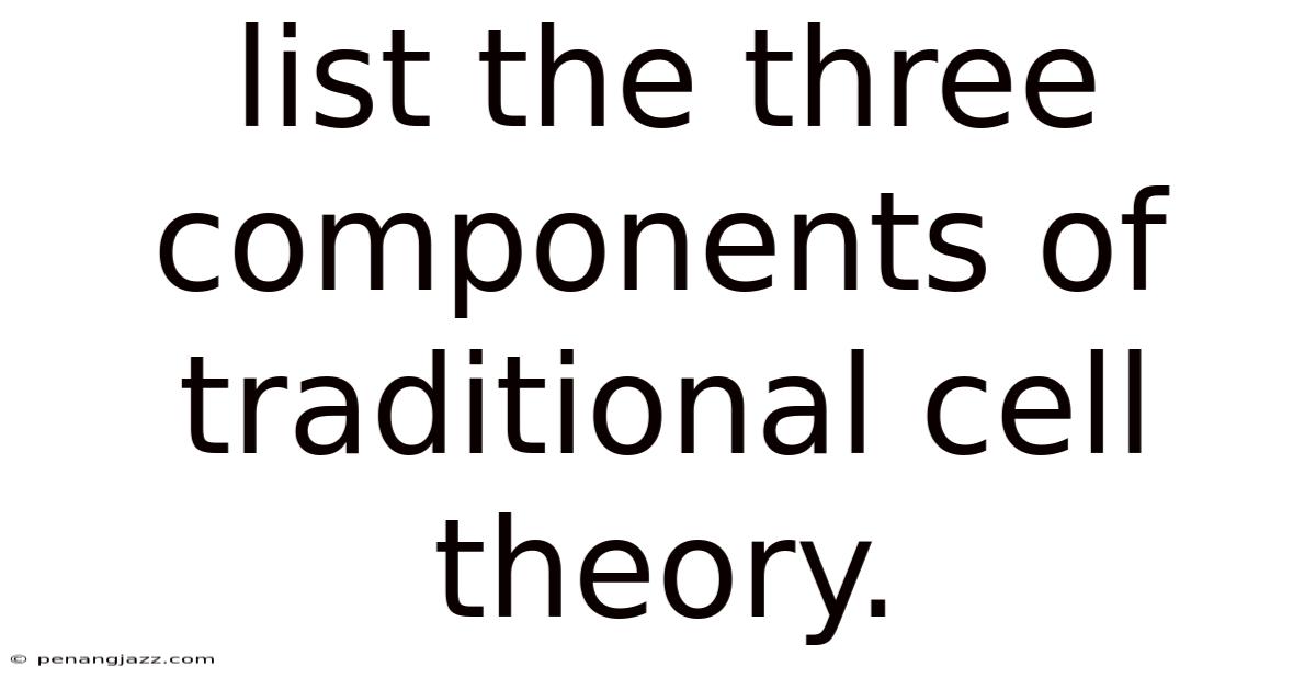 List The Three Components Of Traditional Cell Theory.