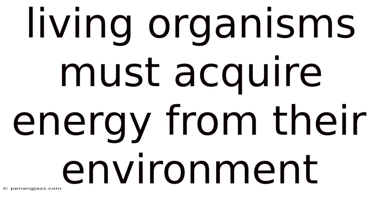 Living Organisms Must Acquire Energy From Their Environment