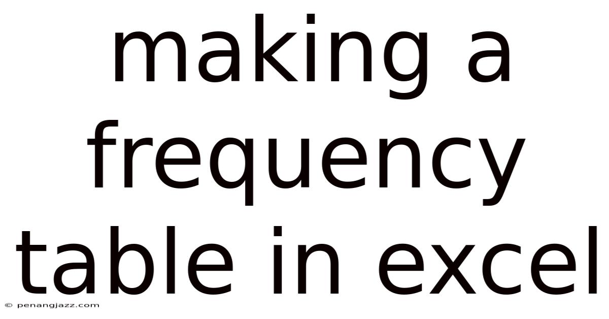 Making A Frequency Table In Excel