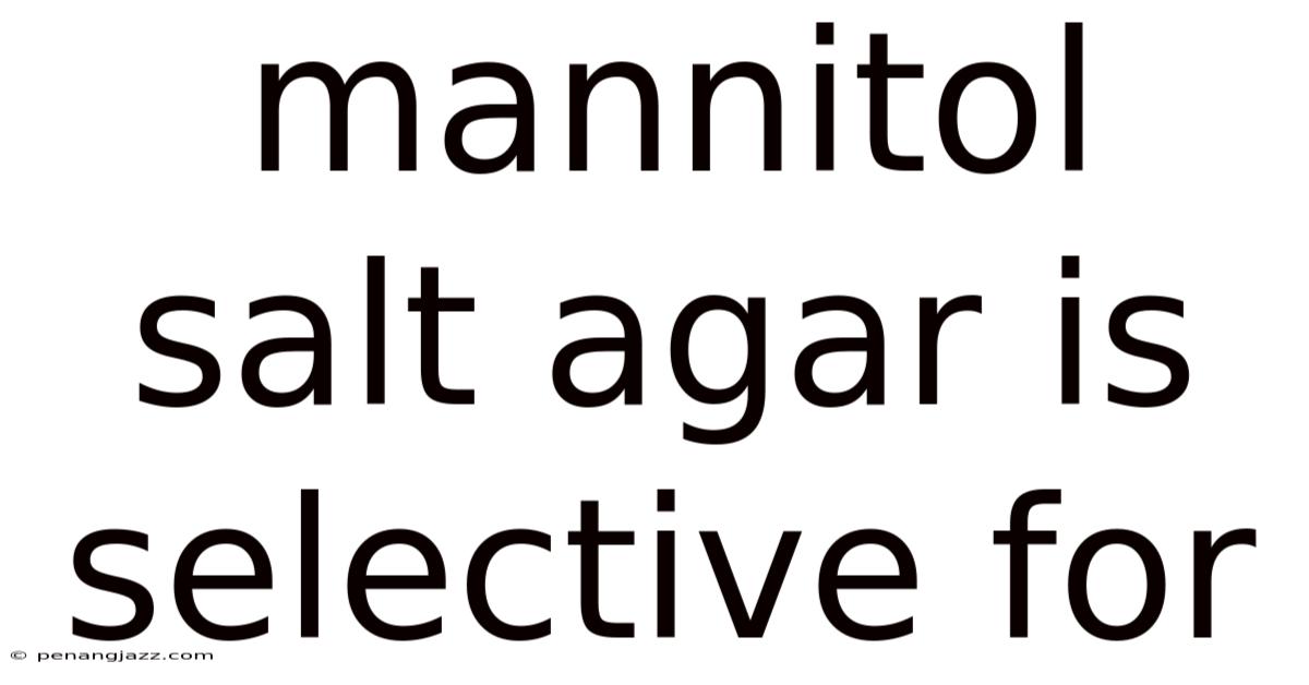 Mannitol Salt Agar Is Selective For