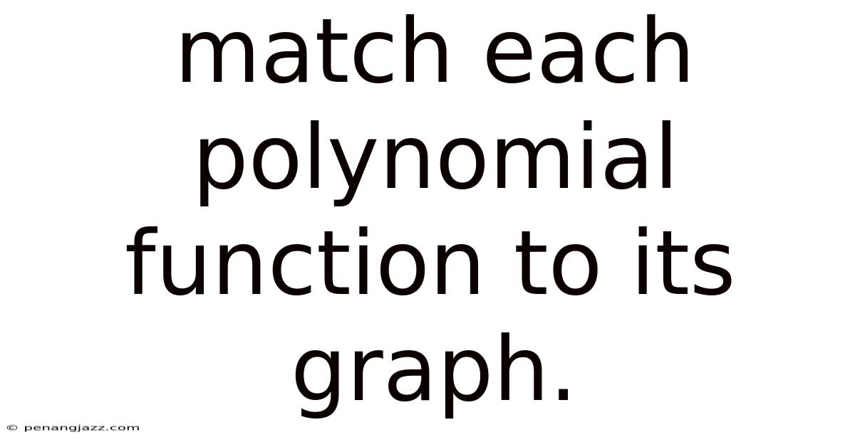 Match Each Polynomial Function To Its Graph.