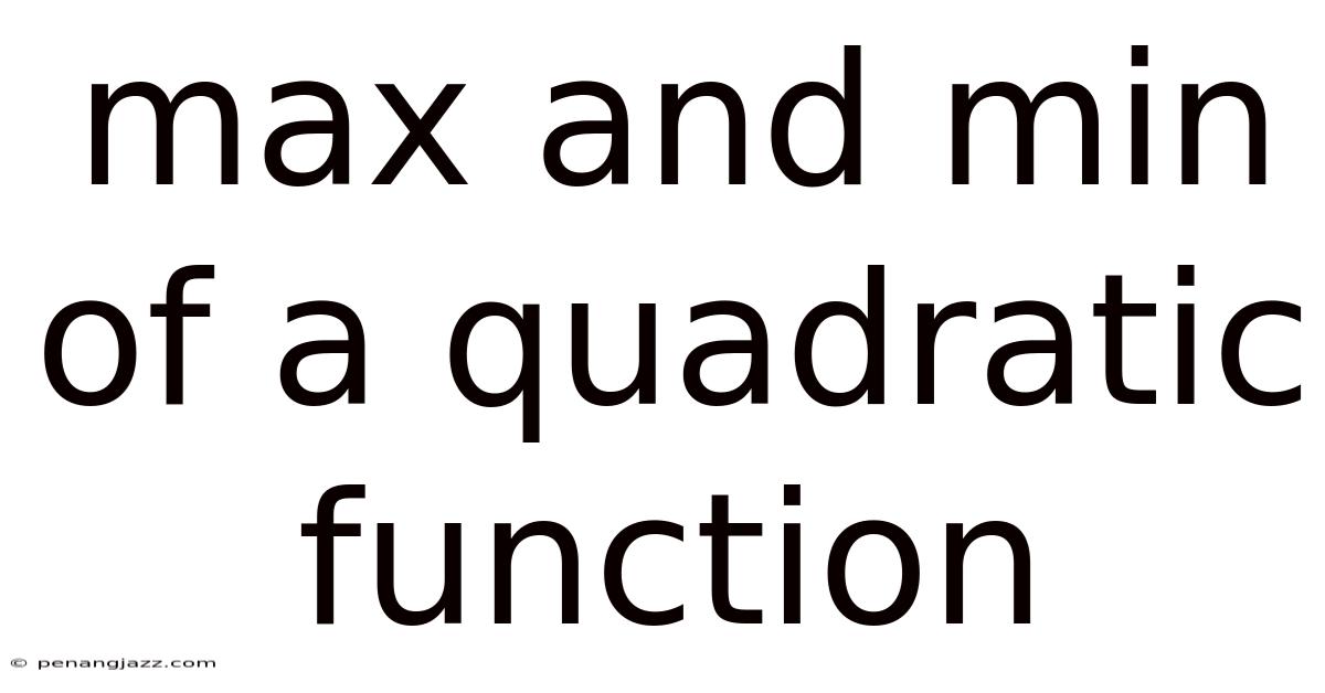 Max And Min Of A Quadratic Function