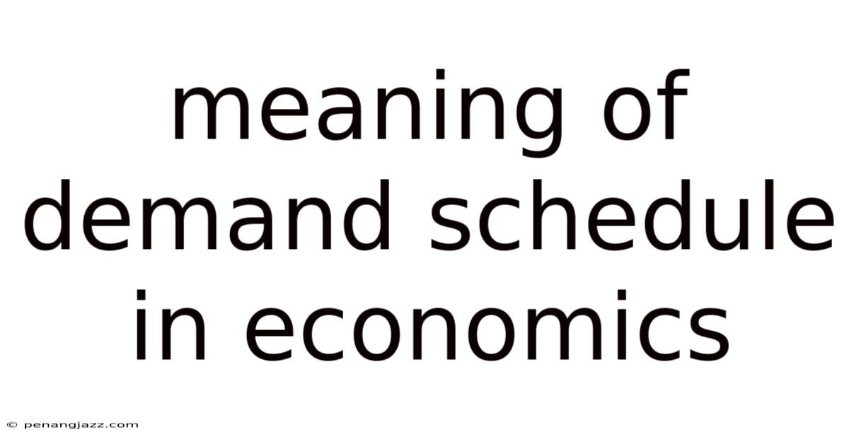 Meaning Of Demand Schedule In Economics