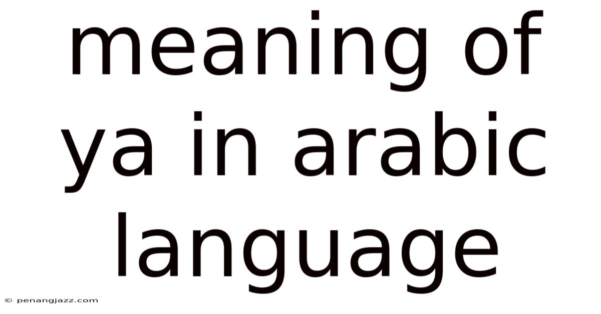 Meaning Of Ya In Arabic Language