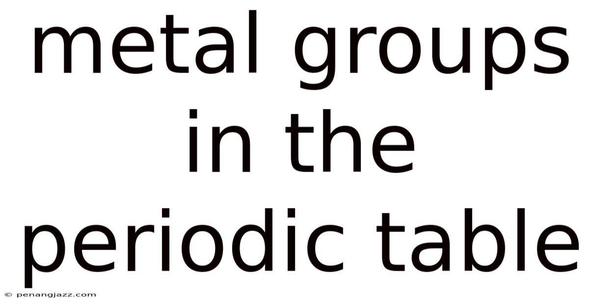 Metal Groups In The Periodic Table