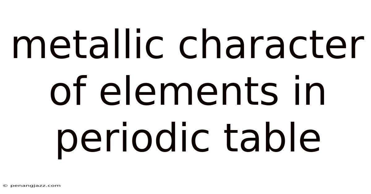 Metallic Character Of Elements In Periodic Table