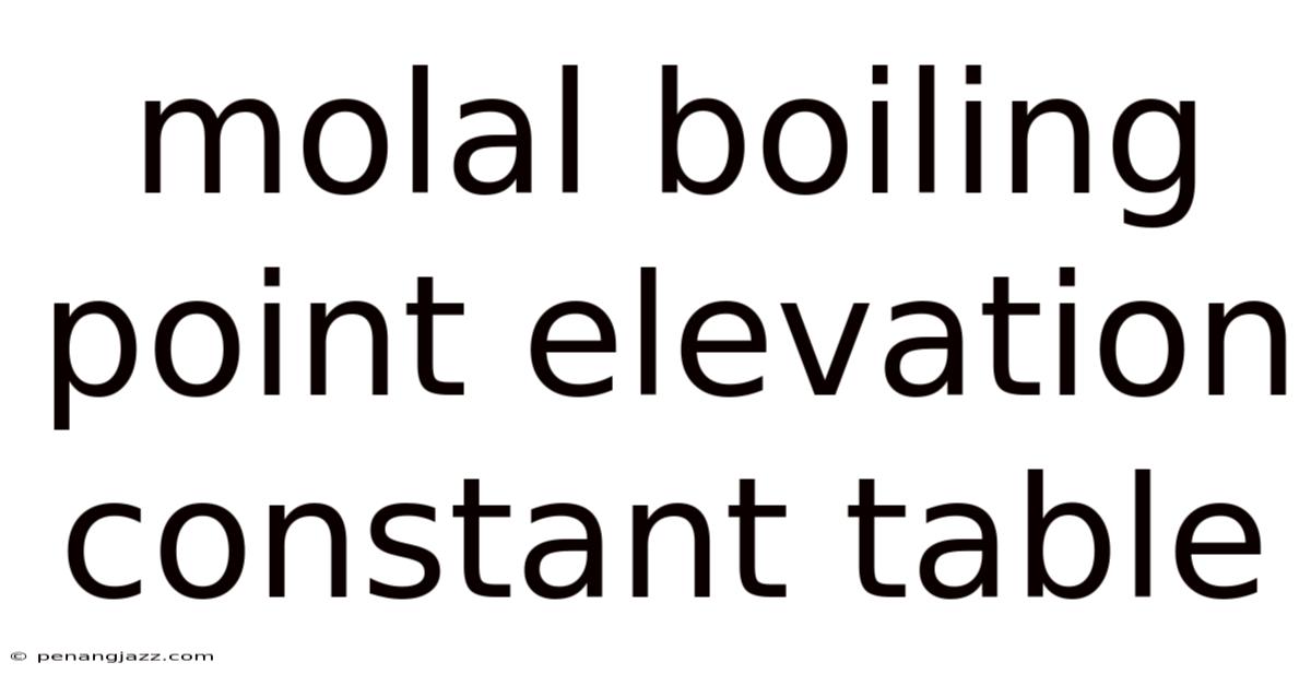 Molal Boiling Point Elevation Constant Table