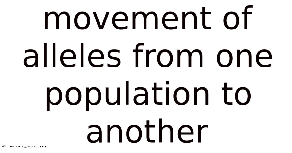 Movement Of Alleles From One Population To Another