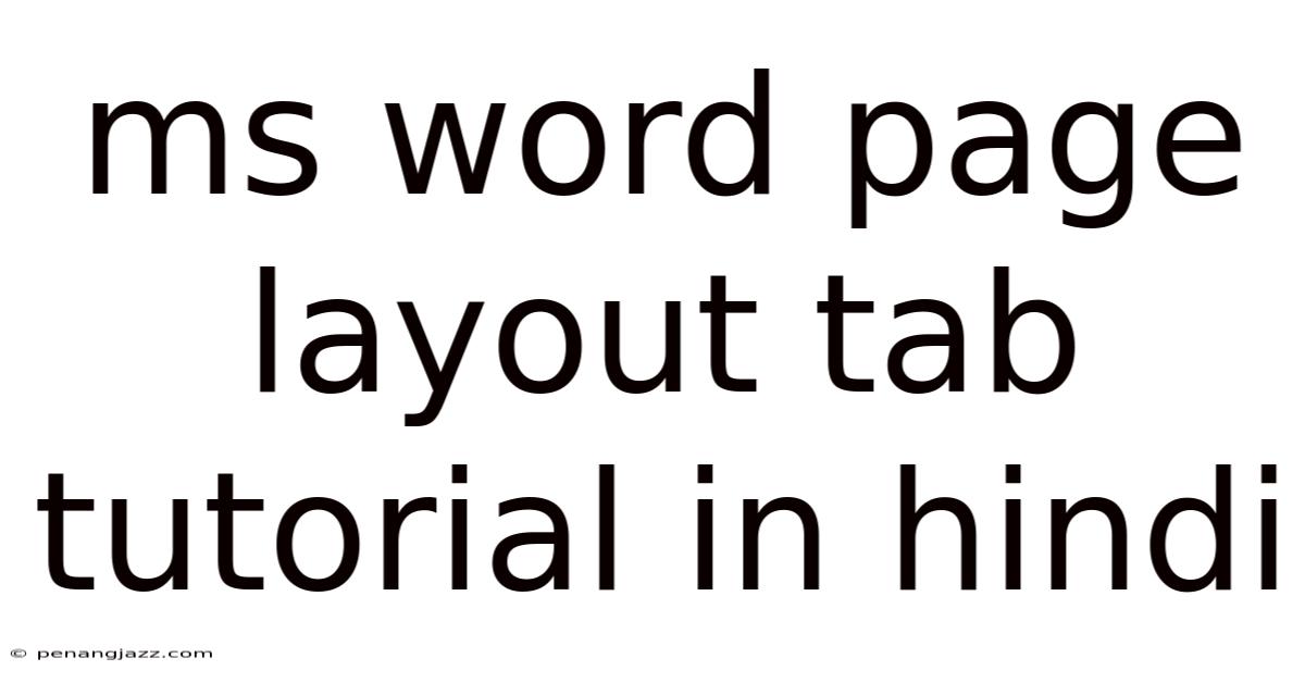 Ms Word Page Layout Tab Tutorial In Hindi