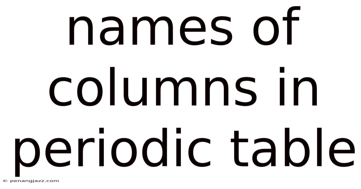 Names Of Columns In Periodic Table