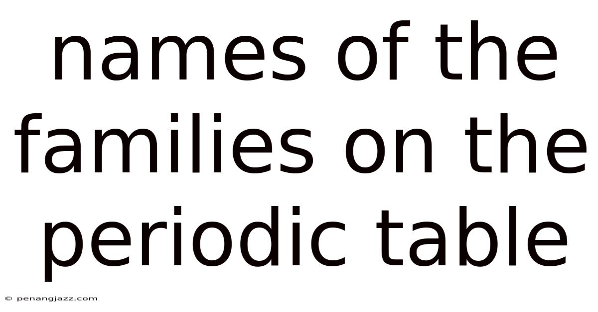 Names Of The Families On The Periodic Table