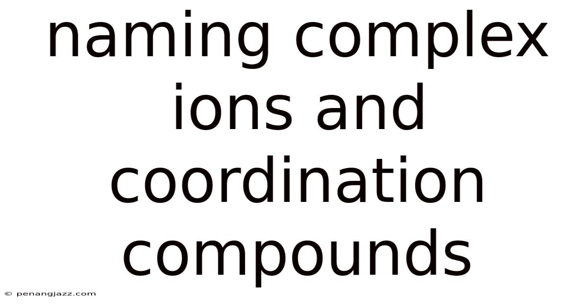 Naming Complex Ions And Coordination Compounds