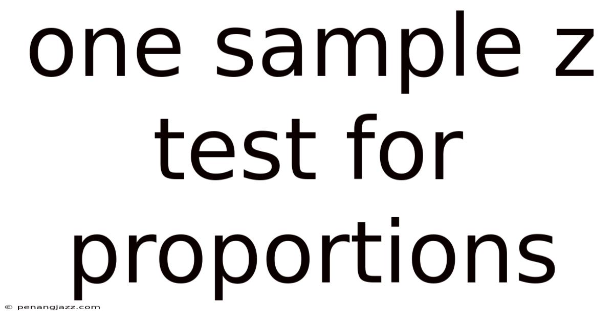 One Sample Z Test For Proportions