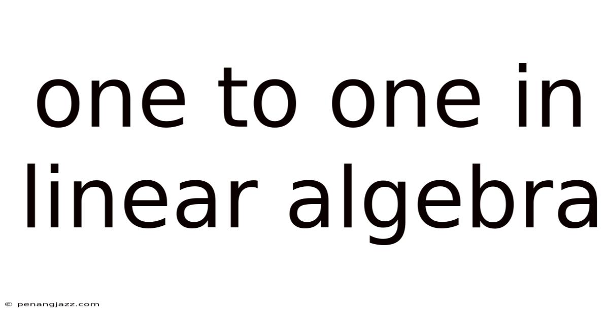 One To One In Linear Algebra