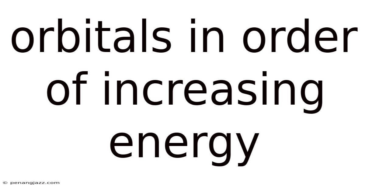 Orbitals In Order Of Increasing Energy
