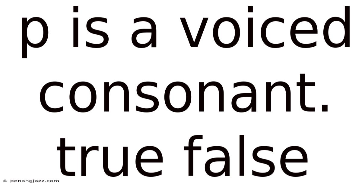P Is A Voiced Consonant. True False