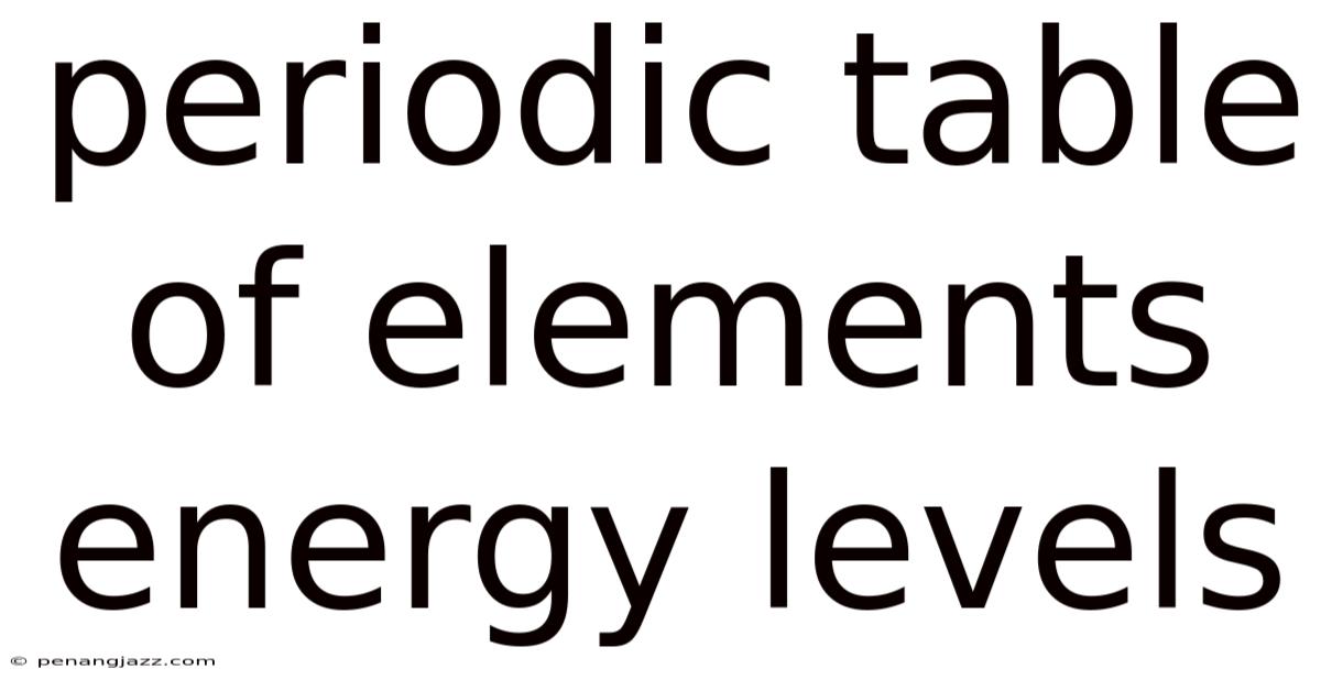 Periodic Table Of Elements Energy Levels