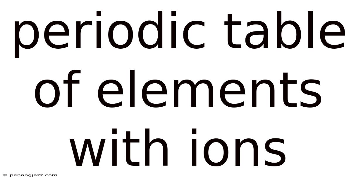 Periodic Table Of Elements With Ions
