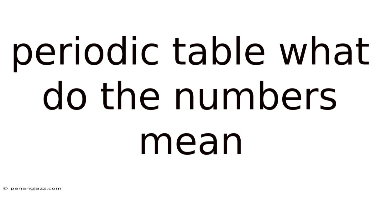 Periodic Table What Do The Numbers Mean