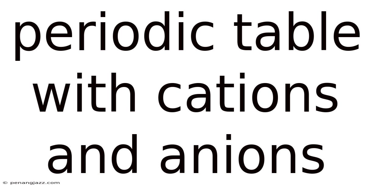 Periodic Table With Cations And Anions