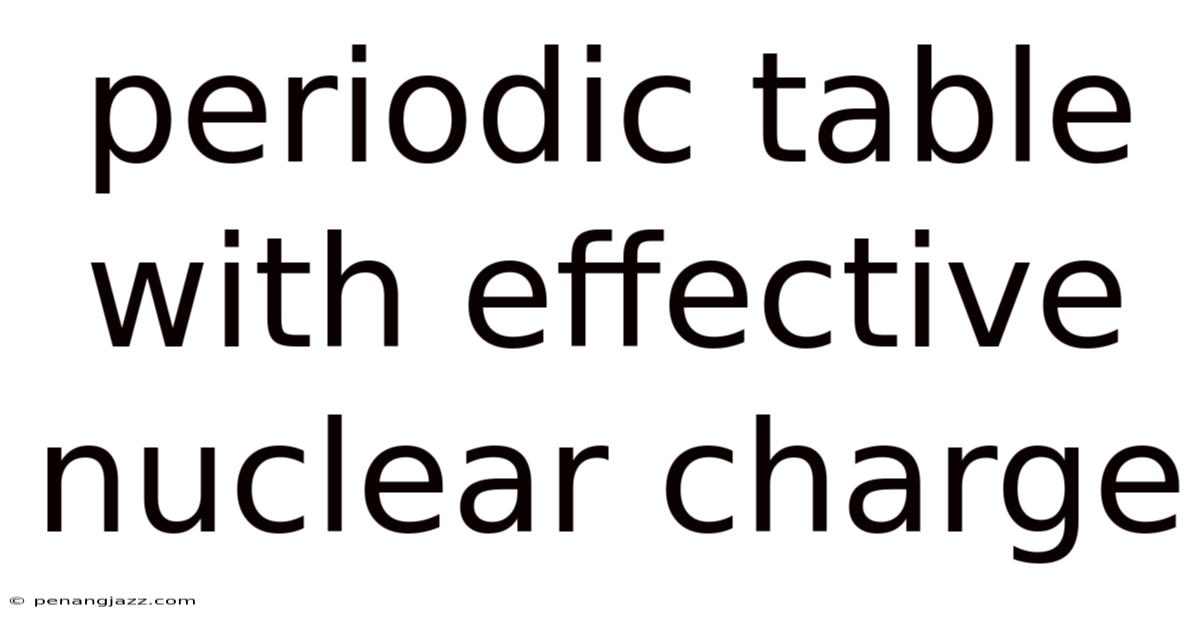 Periodic Table With Effective Nuclear Charge