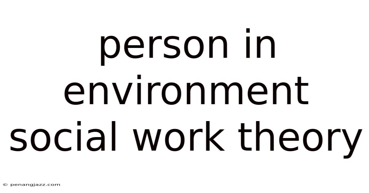 Person In Environment Social Work Theory