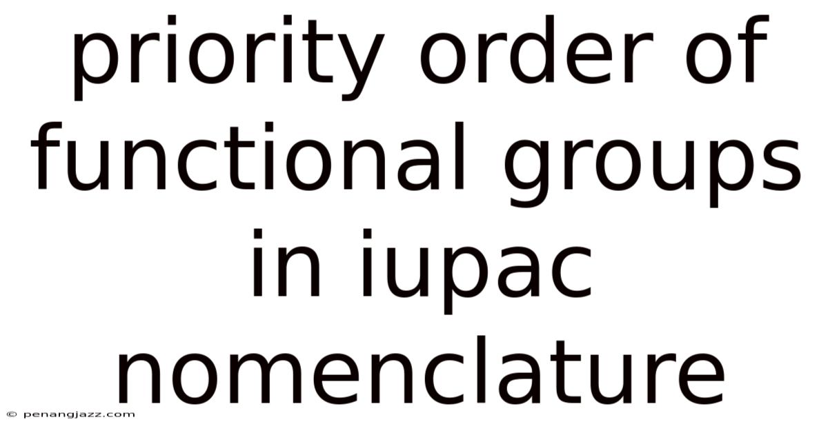 Priority Order Of Functional Groups In Iupac Nomenclature