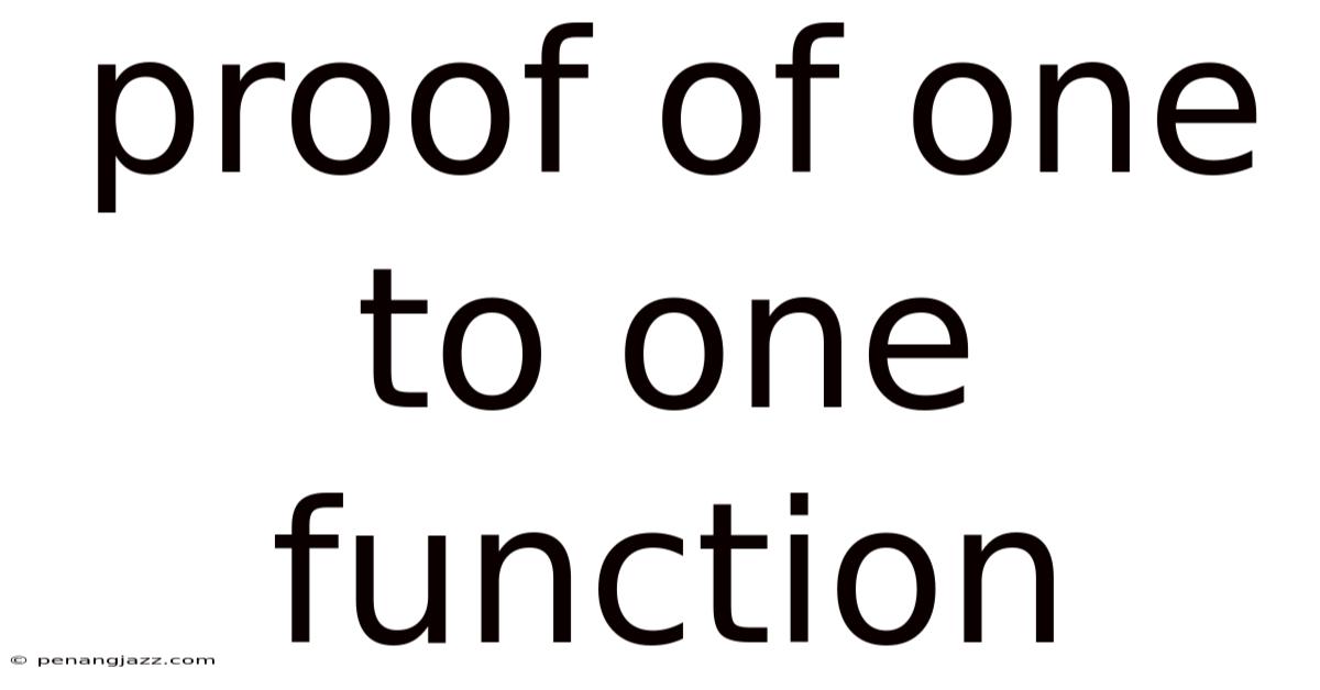Proof Of One To One Function