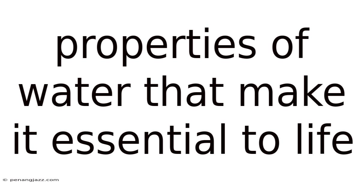 Properties Of Water That Make It Essential To Life
