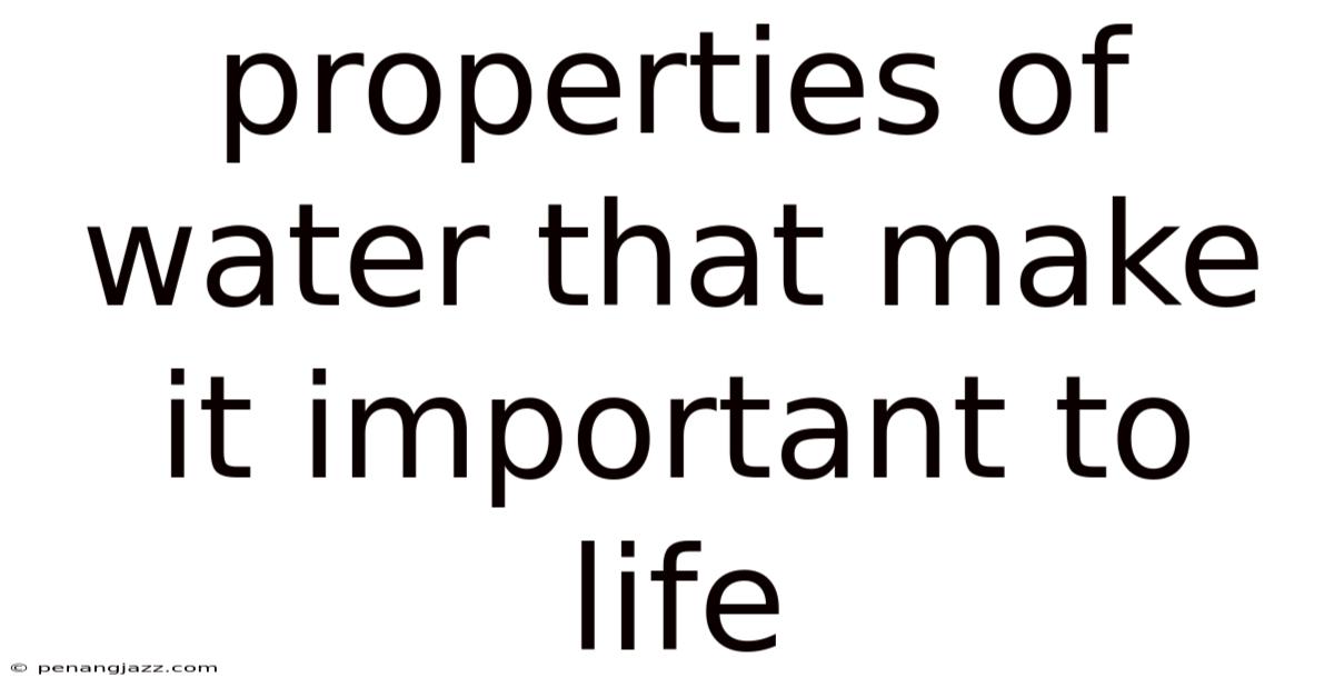 Properties Of Water That Make It Important To Life