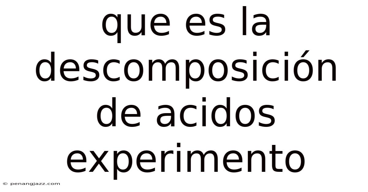 Que Es La Descomposición De Acidos Experimento
