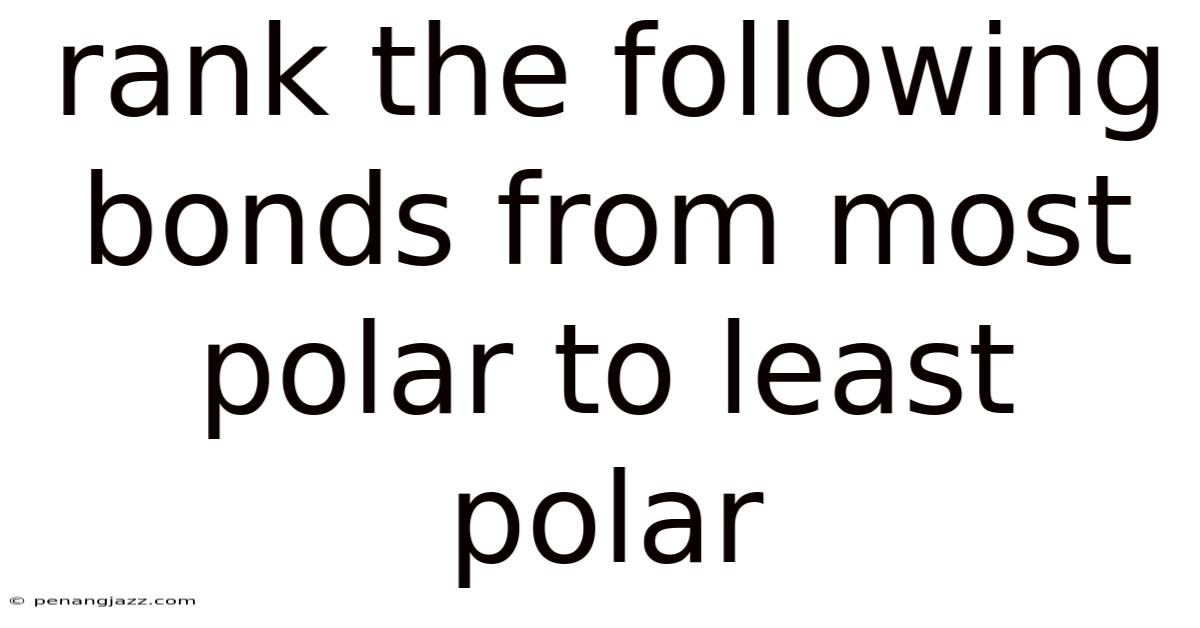 Rank The Following Bonds From Most Polar To Least Polar
