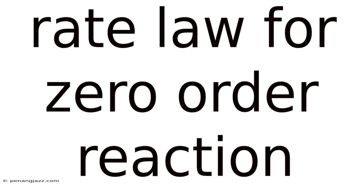 Rate Law For Zero Order Reaction