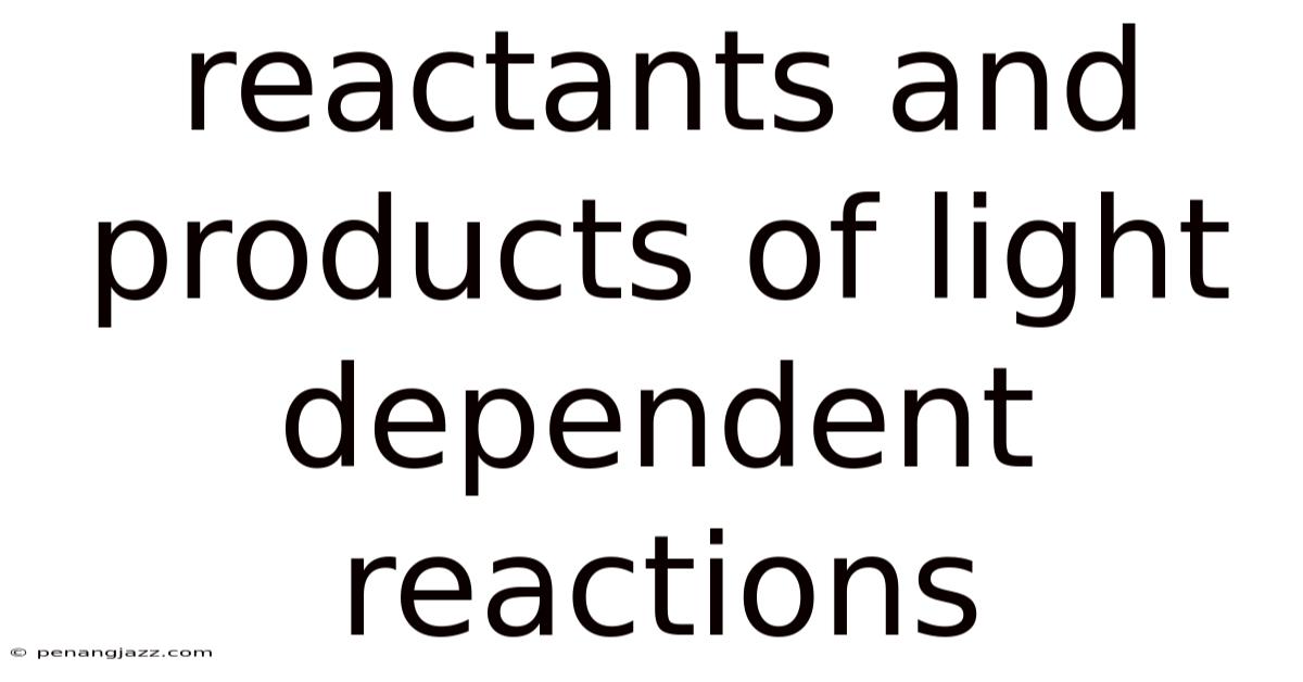 Reactants And Products Of Light Dependent Reactions
