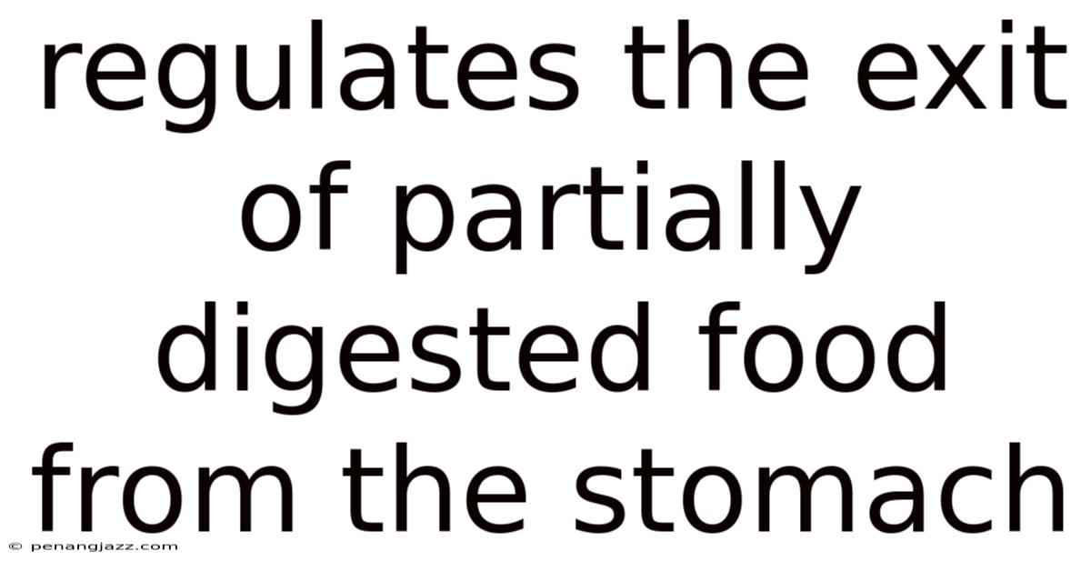 Regulates The Exit Of Partially Digested Food From The Stomach