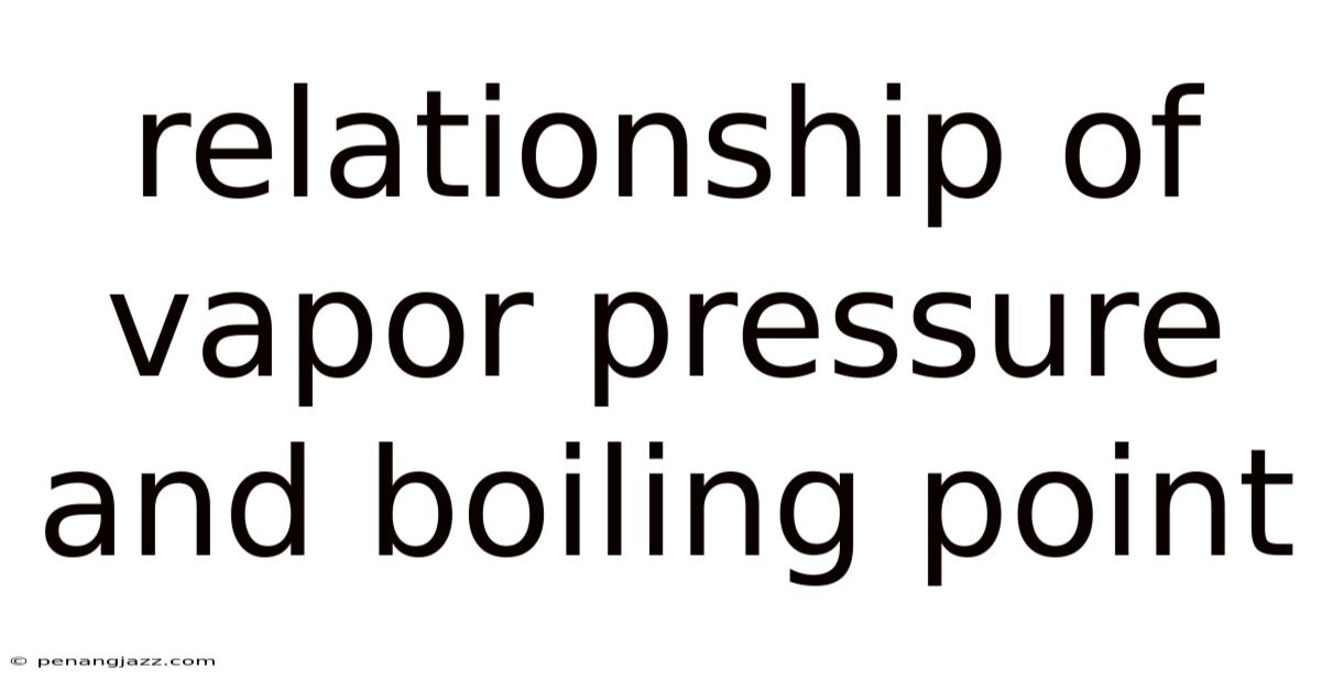 Relationship Of Vapor Pressure And Boiling Point