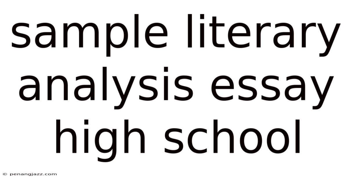 Sample Literary Analysis Essay High School